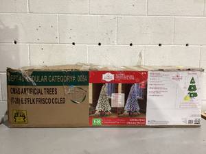 lot 594 image: 6.5 FT PreLit Flocked  with Frisco Pine Tree