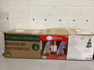 lot 595 image: 6.5 FT PreLit Flocked  with Frisco Pine Tree