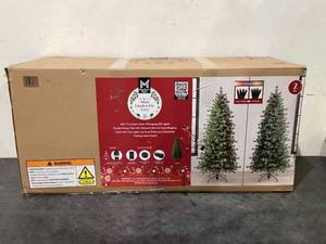 lot 657 image: Members Mark 7 Linden Fir Slim Pre-Lit Christmas Tree
