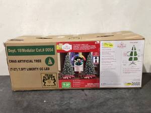 lot 659 image: 7.5 ft Pre-Lit Liberty Cashmere Pine Quick Set Artificial Christmas Tree with 300 Color-Changing LED Lights and Stand, by Holiday Time