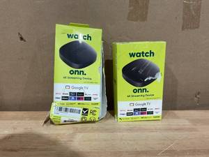 lot 418 image: LOT OF 2 Onn. Google TV 4K Streaming Box (New, 2023), 4K UHD Resolution