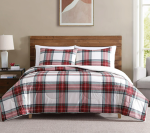 lot 106 image: Mainstays 3-Piece Adult Comforter Set, Red Tartain Plaid