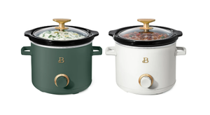 lot 134 image: Beautiful 2-Pack 2qt Slow Cooker, Thyme, White Icing by Drew Barrymore