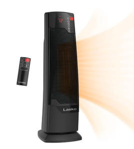 lot 227 image: Lasko 22 1500W Oscillating Ceramic Tower Space Heater with Remote, Black