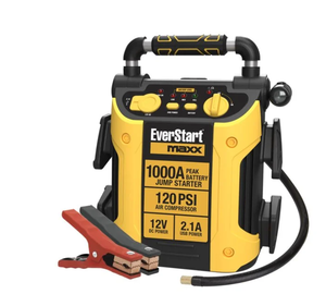 lot 228 image: EverStart Maxx 1000 Peak Amp Jump Starter with Compressor, Pivoting LED Light, DC and USB Port