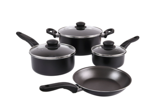 lot 353 image: LOT OF 2 Mainstays 7PCS Non Stick Aluminium Cookware Set, Black