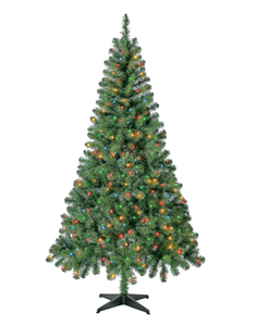 lot 588 image: 6.5 ft Pre-Lit Madison Pine Artificial Christmas Tree, Multi-Color Incandescent Lights, by Holiday Time