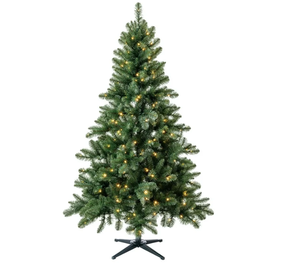 lot 589 image: 6.5 Pre-Lit Windham Spruce Artificial Christmas Tree, Clear LED Lights, by Holiday Time