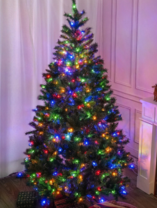 lot 592 image: 7Ft Pre-Lit Artificial Christmas Tree with 450 Color-Changing LED Lights Indoor Outdoor