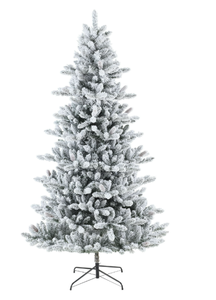 lot 601 image: 7.5ft Pre-Lit Flocked Green Birmingham Fir Artificial Christmas Tree with 400 White LED Lights, by My Texas House