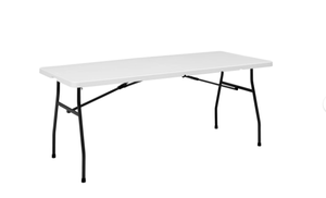 lot 621 image: Mainstays White 6 Foot Fold-in-Half Plastic Table