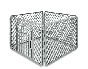 lot 632 image: Vibrant Life 4-Panel Pet Playpen, 24H Dog Fence with Door for Indoor and Outdoor Use
