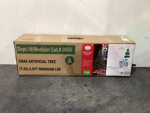lot 697 image: 6.5 Pre-Lit Windham Spruce Artificial Christmas Tree, Clear LED Lights, by Holiday Time