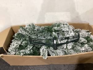 lot 728 image: 6.5ft Pre-Lit Flocked Frisco Pine Artificial Christmas Tree with 250 Color-Changing LED Lights and Stand, by Holiday Time