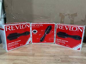 lot 452 image: LOT OF 3 Revlon One-Step Hot Air Brush & Hair Dryer for Volume, Black