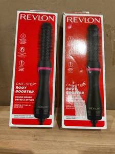 lot 456 image: LOT OF 2 Revlon One-Step Root Booster Round Brush Dryer and Hair Styler, Black