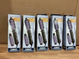 lot 718 image: LOT OF 5 Conair 2-in-1 Hot Air Curling Combo, Includes 1.5-inch Curl Brush and 1.0-inch Aluminum Bristle Brush