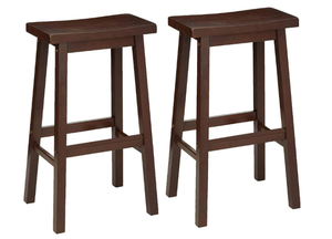 lot 92 image: 2PCS Mainstays Indoor Counter Height Backless Saddle Wood Stool