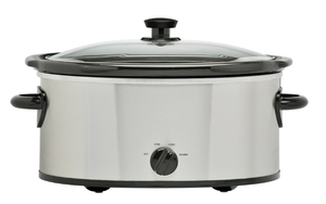 lot 209 image: LOT OF 2 Mainstays 6 Quart Oval Slow Cooker, Stainless Steel Finish, Glass Lid