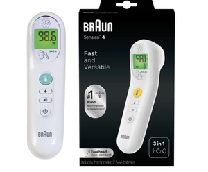 lot 734 image: Braun No Touch 3-in-1 Digital Thermometer, Suitable for All Ages, BNT100US, White