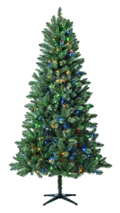 lot 665 image: 7.5 ft Pre-Lit Kennedy Fir Artificial Christmas Tree with 400 Color-Changing LED Lights and Stand, by Holiday Time