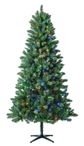 lot 667 image: 7.5 ft Pre-Lit Kennedy Fir Artificial Christmas Tree with 400 Color-Changing LED Lights and Stand, by Holiday Time
