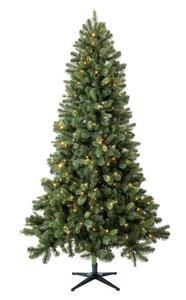 lot 668 image: Evergreen Classics 7.5ft Pre-Lit Benton Pine Artificial Christmas Tree, Color-Changing LED Lights