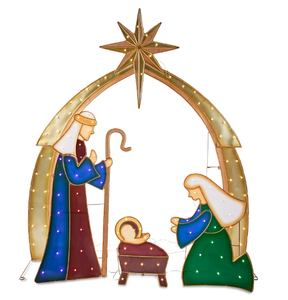 lot 675 image: Light-Up LED Nativity Scene with 110 LED Lights, Set of 4, Holiday Time