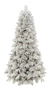 lot 676 image: 7.5ft Flocked Pre-Lit Bellmont Christmas Tree with Color-Changing LED Lights and Stand, by Holiday Time