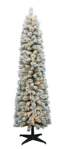 lot 678 image: 7ft Pre-Lit Flocked Colorado Artificial Christmas Tree with 190 Warm White LED Lights, by Holiday Time