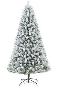 lot 685 image: 6.5ft Pre-Lit Flocked Frisco Pine Artificial Christmas Tree with 250 Color-Changing LED Lights and Stand, by Holiday Time