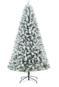lot 698 image: 6.5ft Pre-Lit Flocked Frisco Pine Artificial Christmas Tree with 250 Color-Changing LED Lights and Stand, by Holiday Time