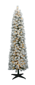lot 699 image: 7ft Pre-Lit Flocked Colorado Artificial Christmas Tree with 190 Warm White LED Lights, by Holiday Time
