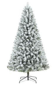lot 700 image: 6.5ft Pre-Lit Flocked Frisco Pine Artificial Christmas Tree with 250 Color-Changing LED Lights and Stand, by Holiday Time