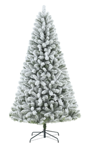 lot 701 image: 6.5ft Pre-Lit Flocked Frisco Pine Artificial Christmas Tree with 250 Color-Changing LED Lights and Stand, by Holiday Time
