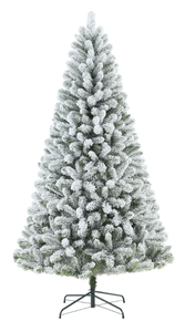 lot 703 image: 6.5ft Pre-Lit Flocked Frisco Pine Artificial Christmas Tree with 250 Color-Changing LED Lights and Stand, by Holiday Time