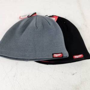 lot 5 image: Lot Of Two New Milwaukee Knit Hats Beanies 1 Black 1 Gray Fleece Lined