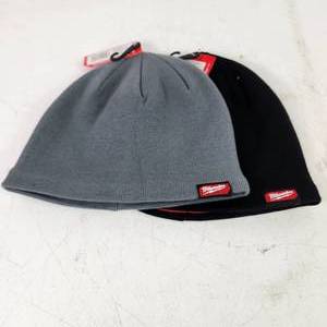 lot 6 image: Lot Of Two New Milwaukee Knit Hats Beanies 1 Black 1 Gray Fleece Lined
