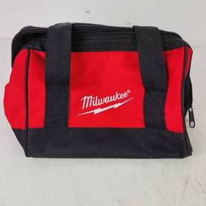 lot 10 image: Small Milwaukee Canvas Tool Bag RedBlack Excellent Condition