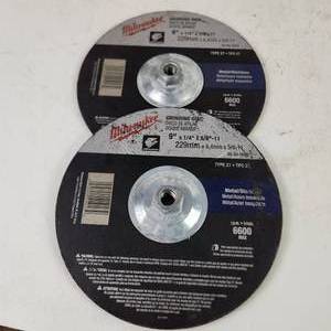lot 11 image: Lot Of Two Milwaukee Grinding Discs 9 x 14 x 58-11 Type 27