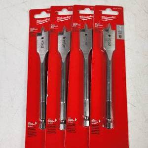 lot 38 image: Lot Of Four New Milwaukee Flat Boring Bits 34 48-27-0751