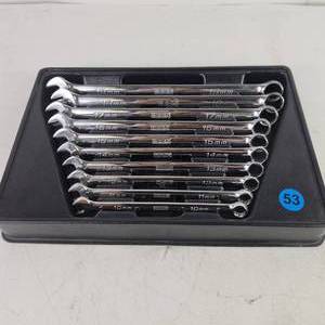 lot 53 image: Ten Piece ICON Set Of Combination Wrenches In Storage Tray Metric Excellent Condition