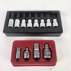 lot 54 image: ICON Professional Socket Adaptor Set 4 Piece And Set Of Eight ICON Hex Sockets 3-10 Excellent Condition