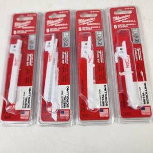 lot 67 image: Lot Of Four Sets Of Milwaukee Sawzall Metal Scroll Blades 48-00-5162