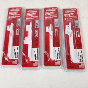 lot 68 image: Lot Of Four Sets Of Milwaukee Blades Sawzall Metal Scroll Blades 48-00-5162