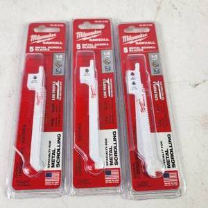 lot 69 image: Lot Of Three Sets Of New Milwaukee Blades Metal Scroll Blades 48-00-5162