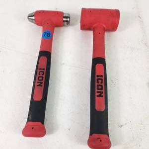 lot 78 image: ICON 16oz Ball Peen Dead Blow Hammer And ICON 24oz Dead Blow Hammer Great Condition