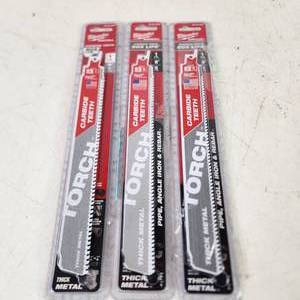 lot 96 image: Lot Of Three New Milwaukee Sawzall Carbide Teeth 9 Blades 48-00-5202