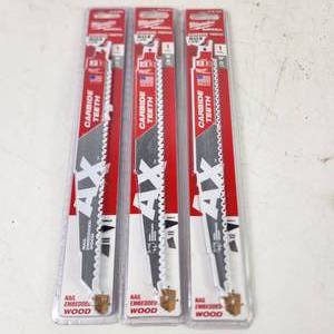lot 99 image: Lot Of Three New Milwaukee Carbide Teeth For Nail Embedded Wood 48-00-5226