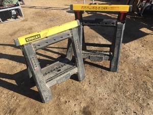lot 110 image: Pair Stanley Adjustable Height Saw Horses